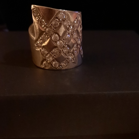 Solid 925 ring cz bypass cigar band ring stamped 925 sterling silver - Picture 7 of 14